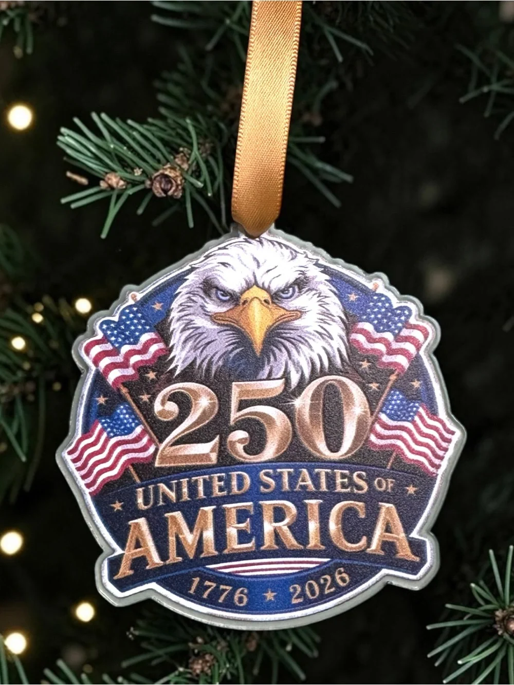 USA 250 Anniversary Eagle Christmas Ornament